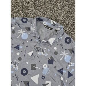 Travis‎ Mathew Men's AOP Golf Polo Shirt Size XL Gray Palm Tree Island Floral